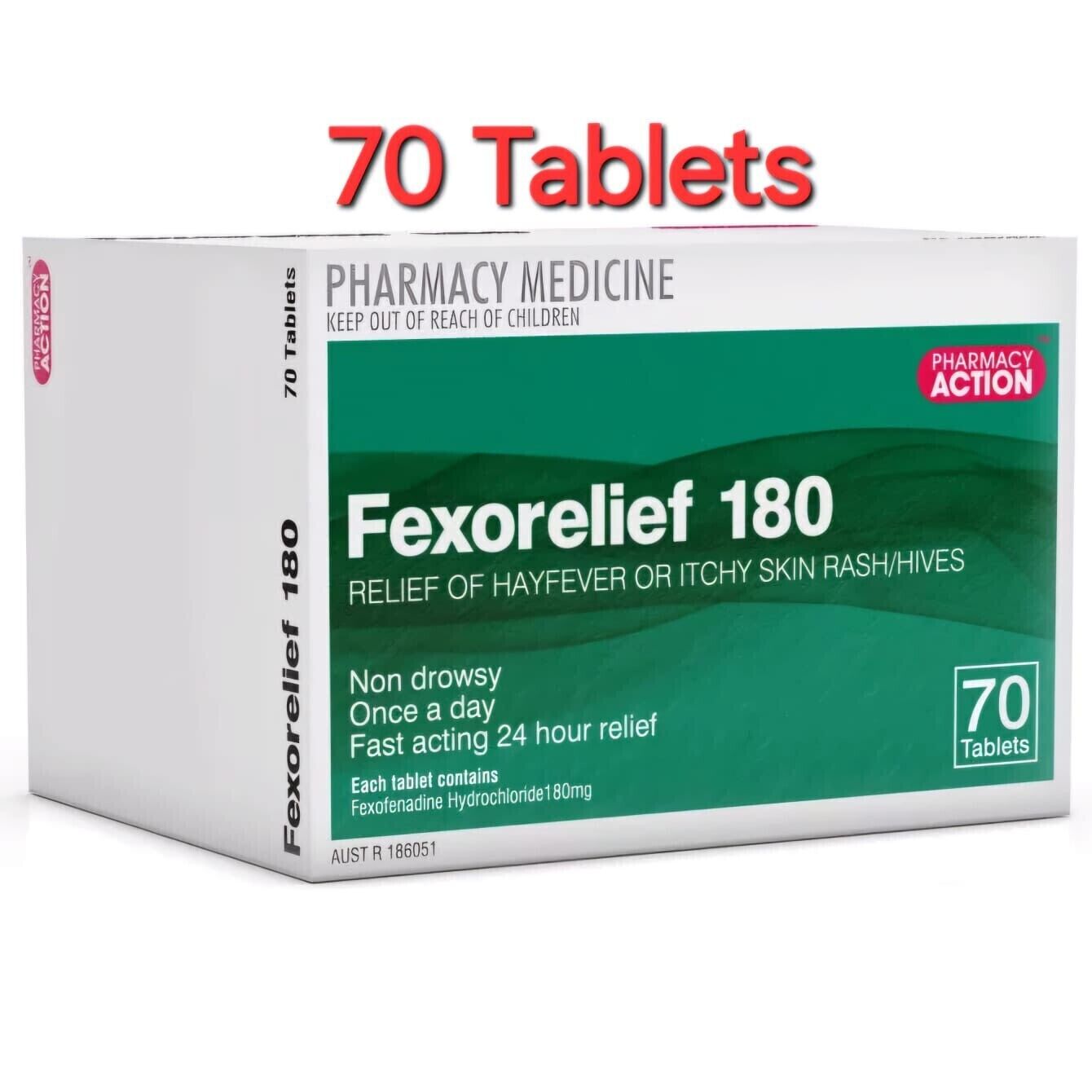 Fexorelief 180mg 70 Tablets - Same as TELFAST 180 - Fexofenadine Hcl 180mg